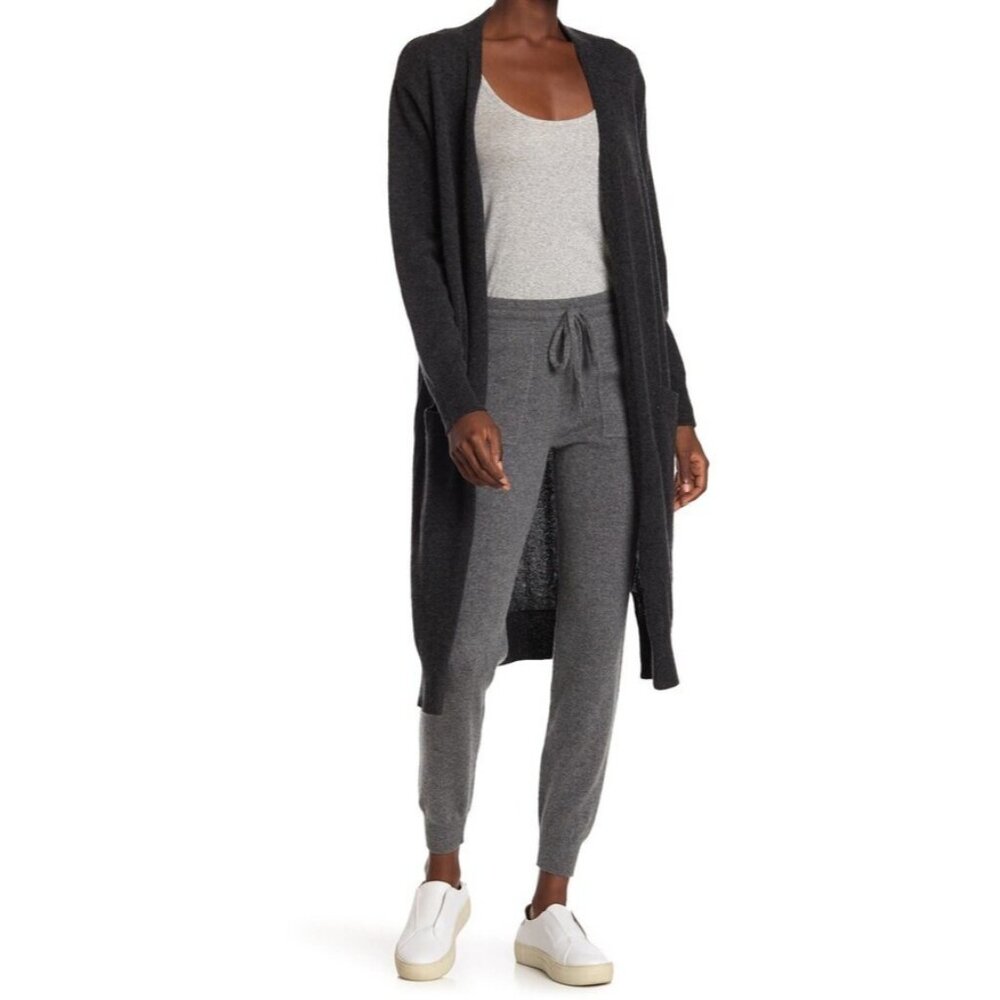 NWT Amicale Cashmere Jogger in Medium Gray Drawstring Pull-on Knit Pants M